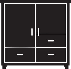 Cupboard Silhouette Vector Illustration – Minimal Black Home Storage Icon