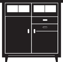 Cupboard Silhouette Vector Illustration – Minimal Black Home Storage Icon