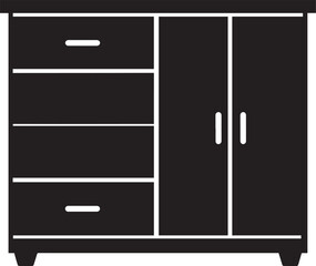 Cupboard Silhouette Vector Illustration – Minimal Black Home Storage Icon