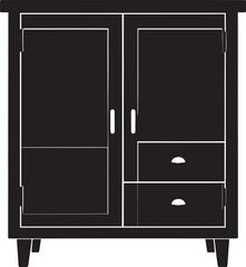 Cupboard Silhouette Vector Illustration – Minimal Black Home Storage Icon