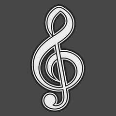 Obraz premium Treble clef icon in white on dark background