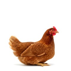 Fototapeta premium Brown hen chicken on transparent or white background
