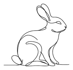 continuous line drawing of a sitting rabbit
