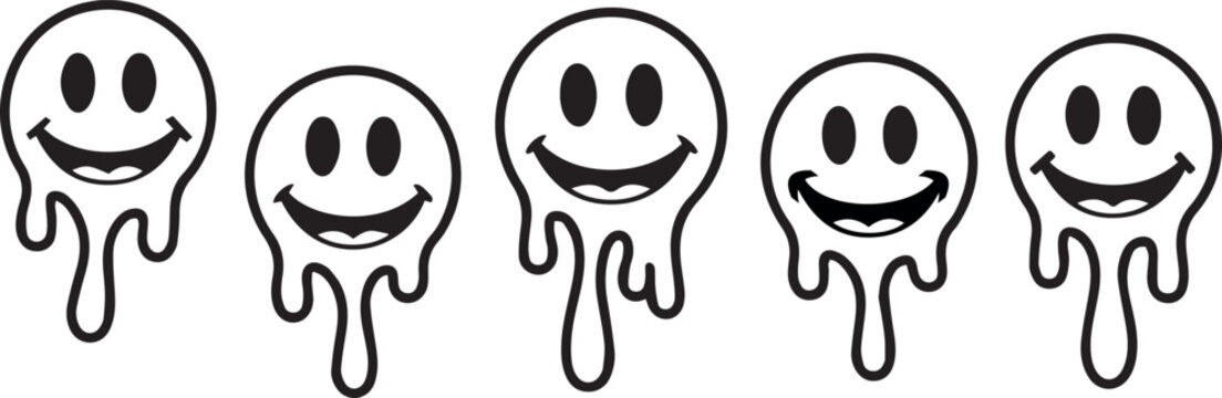 Melting smiley faces graphic design element