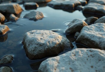 Natural Scene of Stream Rocks