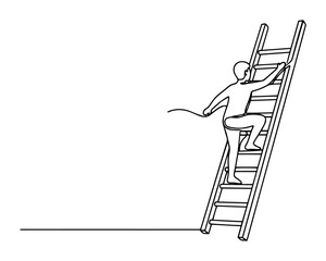 man climbing ladder line art concept