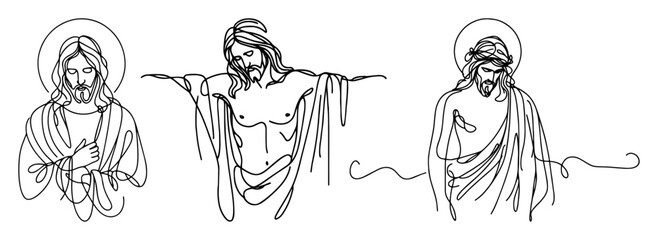 religious portraits of jesus line drawing