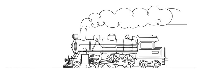 steam locomotive train line drawing