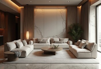 Minimalist living room interior scene
