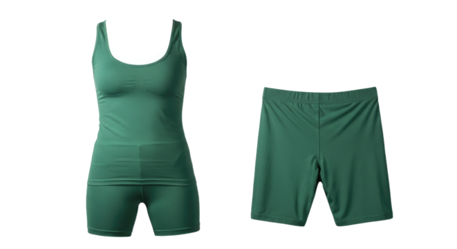 Womens Green Sporty Tank Top and Shorts Set.