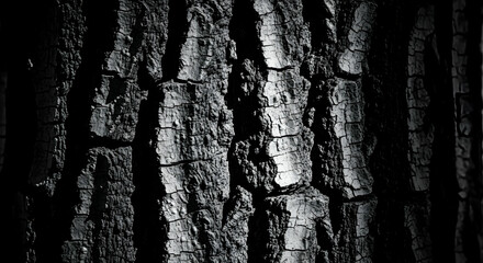 Monochrome Close Up Texture Of Tree Bark In A Wood Environment