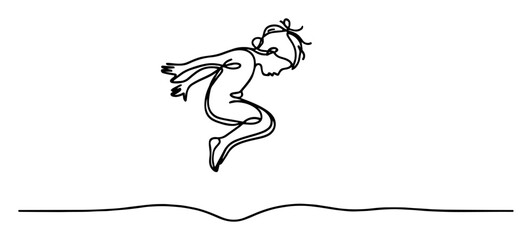 boy jumping with joy monoline vector laser cutting engraving