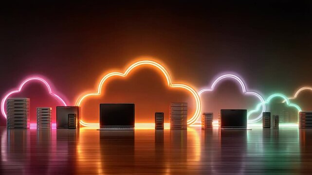 Futuristic cloud computing and modern IT infrastructure digital data storage