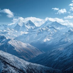Obraz premium Majestic Snowy Mountain Range Under a Clear Blue Sky