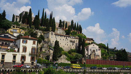 Castel San Pietro overlooking river Adige in Verona, Italy.