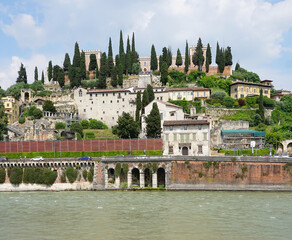 Castel San Pietro overlooking river Adige in Verona, Italy.