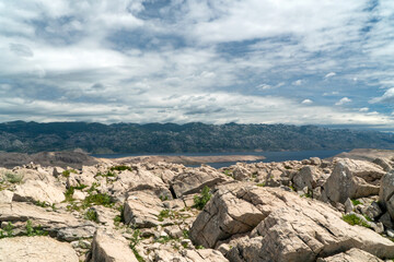 Fototapeta premium Hiking routes on the Pag Island in Croatia.