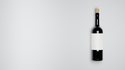 Red wine juice bottle top view with empty white label for design placement