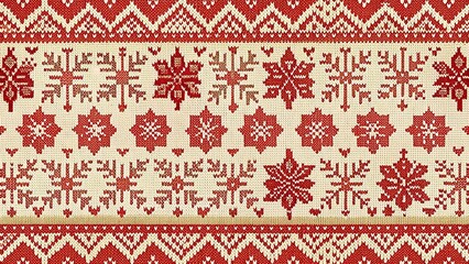 Red and cream knitted pattern seamless texture