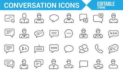 Communication Icons Featuring Speech Bubbles and Chat Symbols