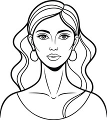 Beautiful vector illustration of a fashionable woman’s face with stylish hair and makeup design
