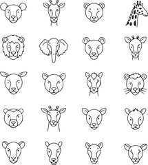 Obraz premium Pixel Art Animal Heads: Lion, Giraffe, Bear, and More