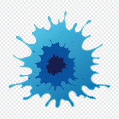 blue and black splatter shape icon on transparent background