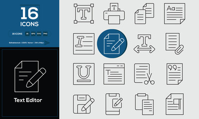 Text Editor Set of high-quality icons that are suitable for Text Editor. And change your next projects with minimalist icon design, perfect for websites, mobile apps, books, social media