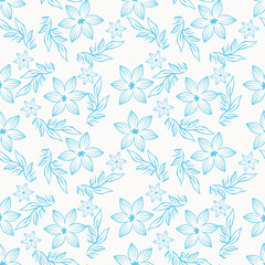 Artistic simple branches flowers peonies, dahlia and buds with leaves seamless pattern. Vector hand drawn. Retro, vintage, pastel print. Template for design, fabric, fashion, wallpaper, textile
