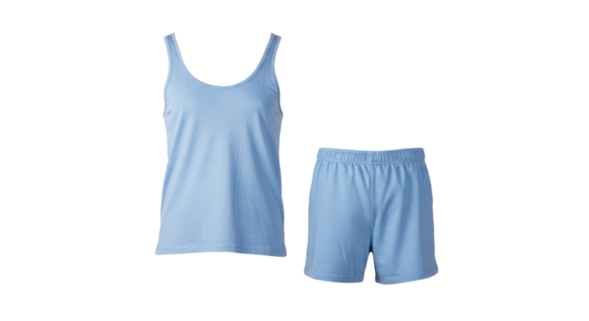 Light Blue Tank Top and Shorts Set.