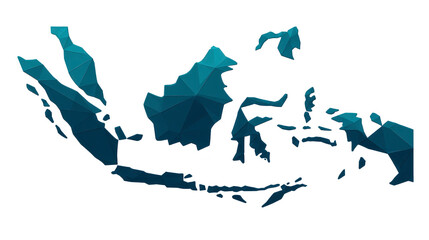 Geometric, low poly map of Southeast Asia, featuring countries like Indonesia, Malaysia, and Philippines, in shades of blue. abstract design highlights region unique shape and geography