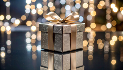 Small Gift Box with Ribbon Top Elegant Present Wrapped for Special Occasions