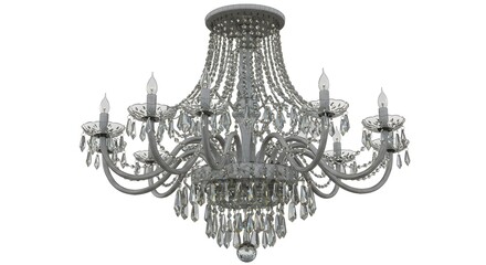 Elegant Crystal Chandelier, 8-Light Grey Metal Frame, Luxury Home Decor