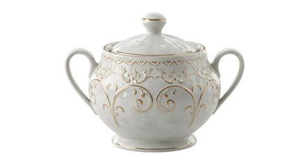 Elegant Porcelain Sugar Bowl with Gold Accents - Vintage Tea Set