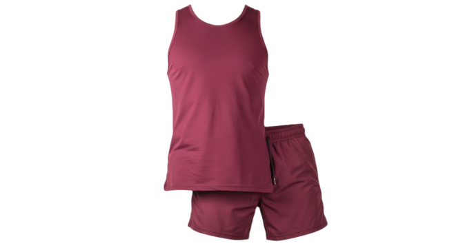 Maroon Athletic Tank Top and Shorts.