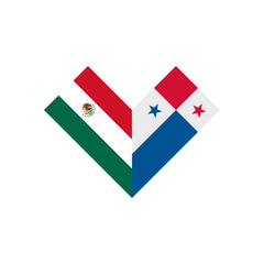friendship concept. heart shape icon of mexico and panama flags. vector illustration isolated on white background