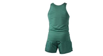 Mens Green Athletic Tank Top and Shorts.