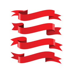 Obraz premium Vector Ribbon Collection – Red and outline vector Elegant Banner Set
