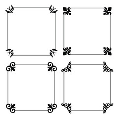 Decorative vintage frame and retro badge set Square label frames borders