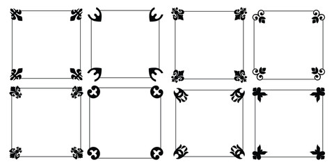 Set of Square Ornamental label frames. decorative vintage frame and retro badge