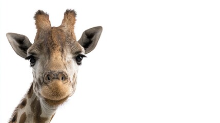 Obraz premium Close-up giraffe portrait against white background