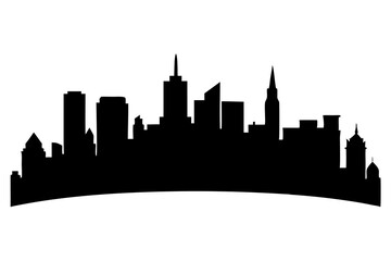 Naklejka premium Curved city skyline silhouette isolated on white background