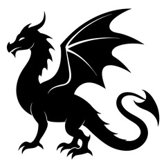 Naklejka premium Black silhouette of a dragon isolated on white background