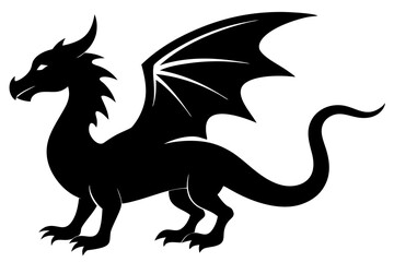 Fototapeta premium Black dragonfly silhouette isolated on white background