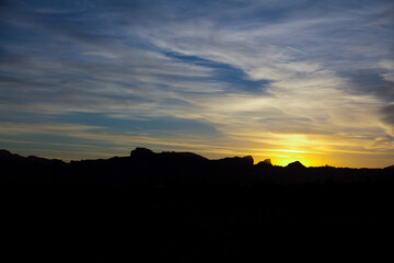 sunset over the town