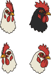 Rooster Head Illustrations: Six Unique Designs for Your Projects