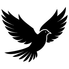 Obraz premium Silhouette of a flying dove isolated on white background