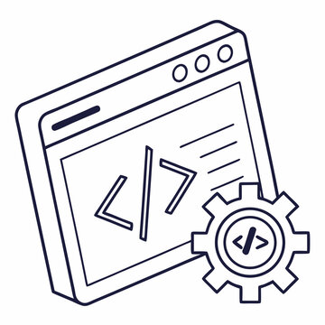 Code editor interface with gears for programming and development  