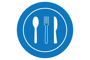 Fork, spoon, knife and plate. Menu symbol. Tableware instruments. Restaurant icon. Food, plate, fork, knife, spoon, cutlery icon set. eps 10