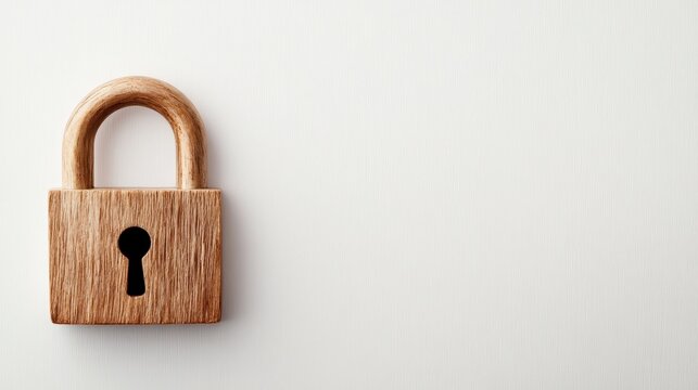 A close-up of a wooden padlock resting on a white surface, representing security, privacy, and protection in an increasingly digital world that values safety and trust.